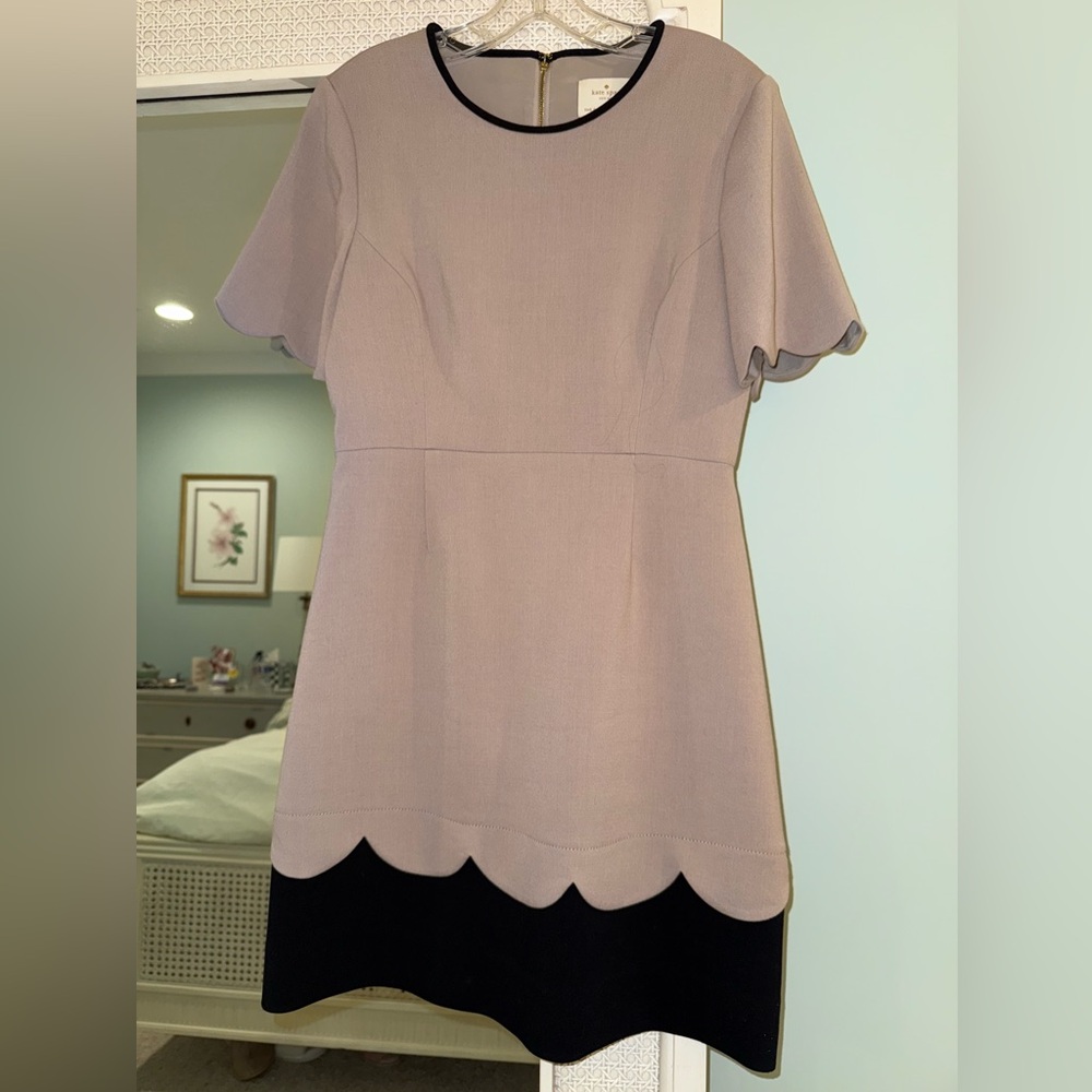 kate spade Gray and Black Scalloped Dress